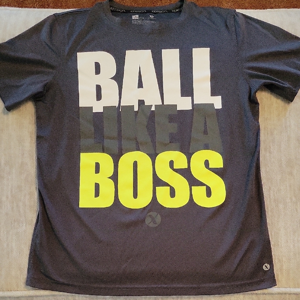 Xersion Kids Tee - Dark Gray with Yellow and White Print